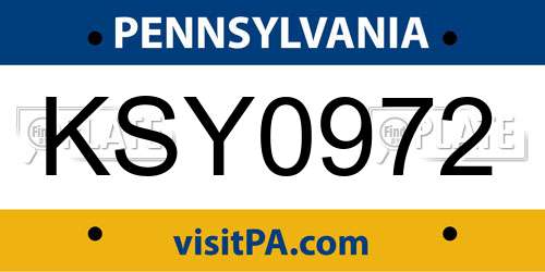 KSY0972 Pennsylvania License Plate