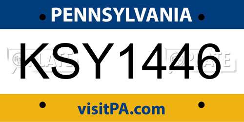 KSY1446 Pennsylvania License Plate