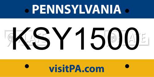 KSY1500 Pennsylvania License Plate
