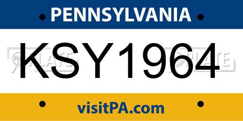 KSY1964 Pennsylvania License Plate