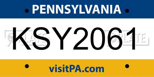 KSY2061 Pennsylvania License Plate