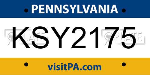 KSY2175 Pennsylvania License Plate