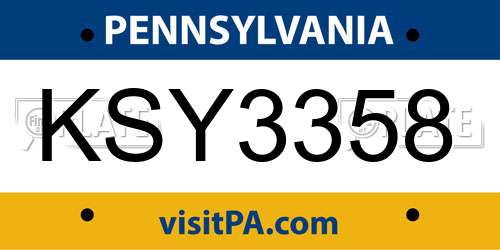KSY3358 Pennsylvania License Plate