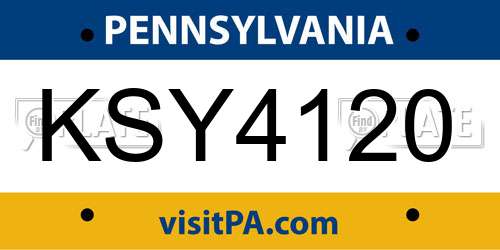 KSY4120 Pennsylvania License Plate