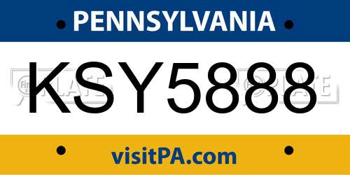 KSY5888 Pennsylvania License Plate