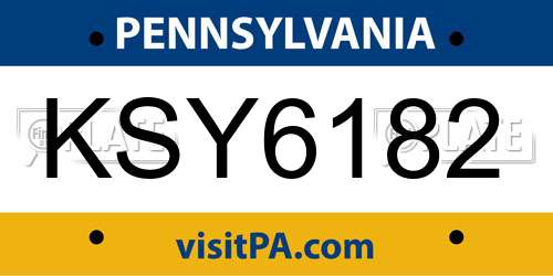 KSY6182 Pennsylvania License Plate