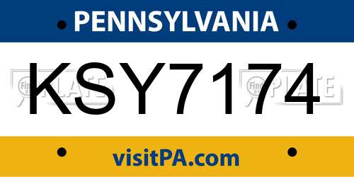 KSY7174 Pennsylvania License Plate