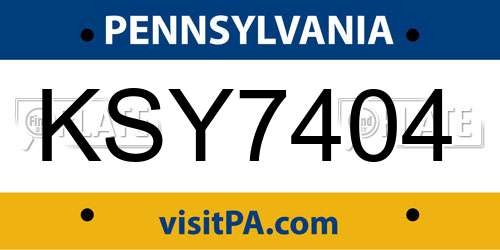 KSY7404 Pennsylvania License Plate