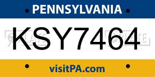 KSY7464 Pennsylvania License Plate