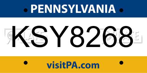 KSY8268 Pennsylvania License Plate