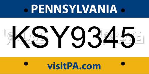 KSY9345 Pennsylvania License Plate
