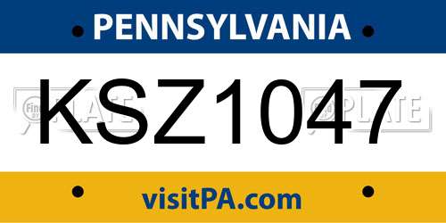 KSZ1047 Pennsylvania License Plate