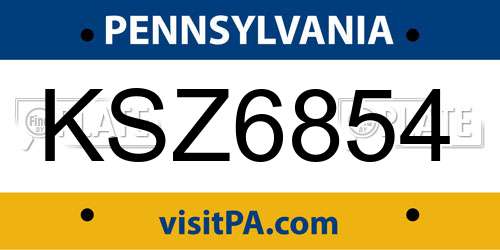 KSZ6854 Pennsylvania License Plate