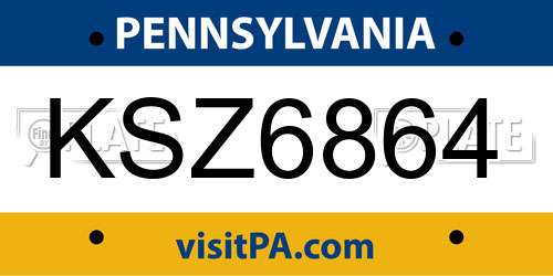KSZ6864 Pennsylvania License Plate