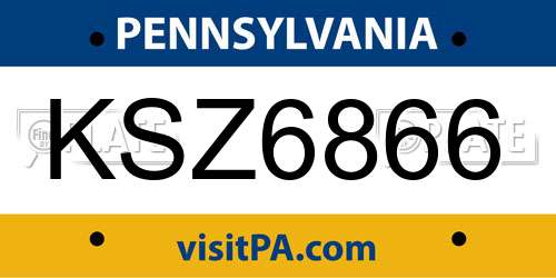 KSZ6866 Pennsylvania License Plate