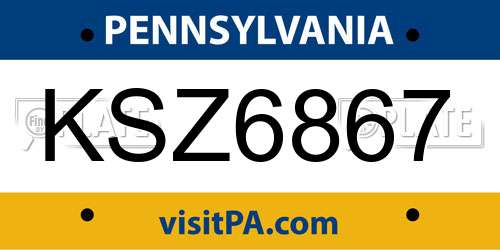 KSZ6867 Pennsylvania License Plate