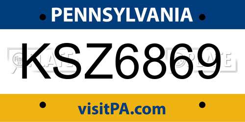 KSZ6869 Pennsylvania License Plate