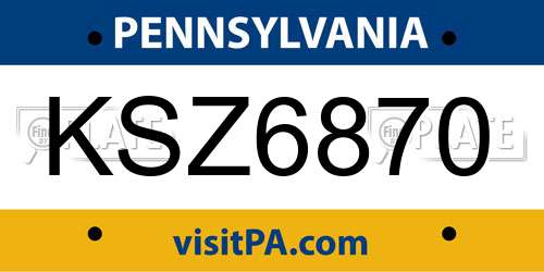 KSZ6870 Pennsylvania License Plate