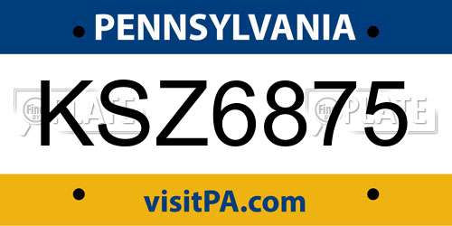 KSZ6875 Pennsylvania License Plate