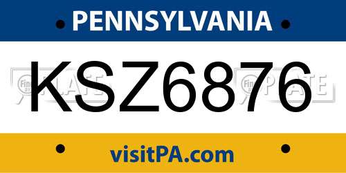 KSZ6876 Pennsylvania License Plate