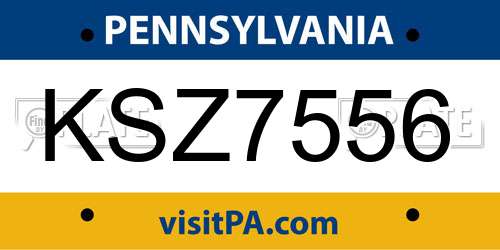 KSZ7556 Pennsylvania License Plate