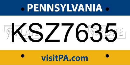 KSZ7635 Pennsylvania License Plate