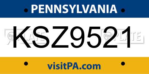 KSZ9521 Pennsylvania License Plate