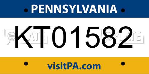 KT01582 Pennsylvania License Plate