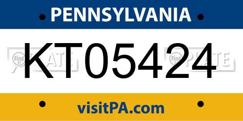 KT05424 Pennsylvania License Plate