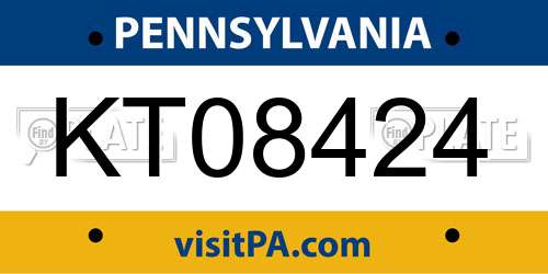 KT08424 Pennsylvania License Plate