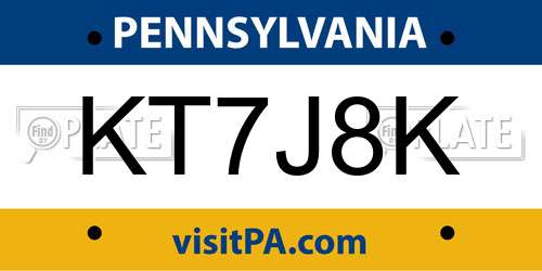 KT7J8K Pennsylvania License Plate