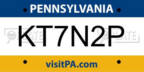 KT7N2P Pennsylvania License Plate