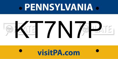 KT7N7P Pennsylvania License Plate
