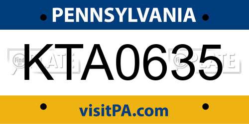 KTA0635 Pennsylvania License Plate