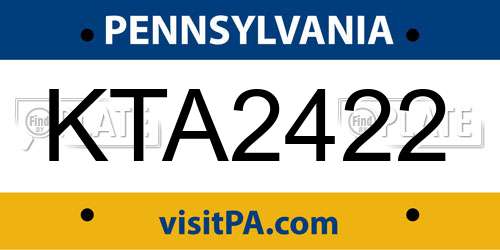 KTA2422 Pennsylvania License Plate