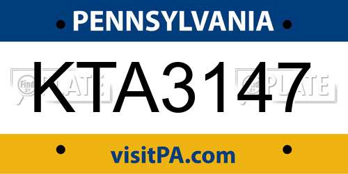 KTA3147 Pennsylvania License Plate