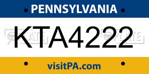 KTA4222 Pennsylvania License Plate