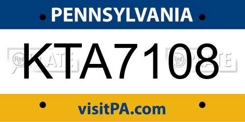 KTA7108 Pennsylvania License Plate