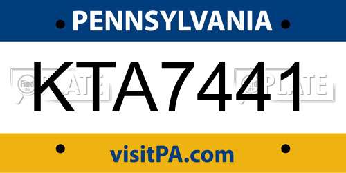 KTA7441 Pennsylvania License Plate
