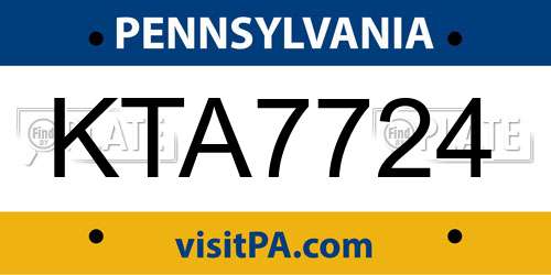 KTA7724 Pennsylvania License Plate