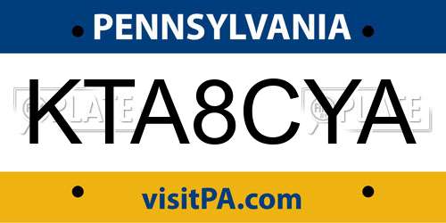 KTA8CYA Pennsylvania License Plate