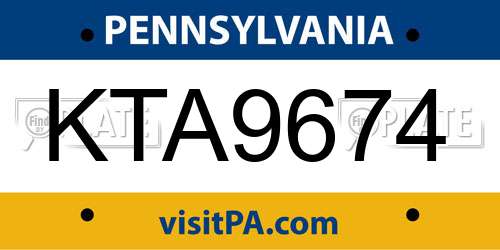 KTA9674 Pennsylvania License Plate