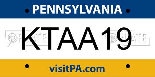 KTAA19 Pennsylvania License Plate