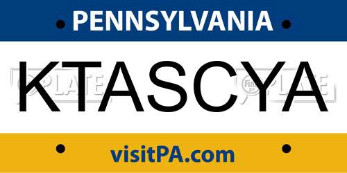 KTASCYA Pennsylvania License Plate
