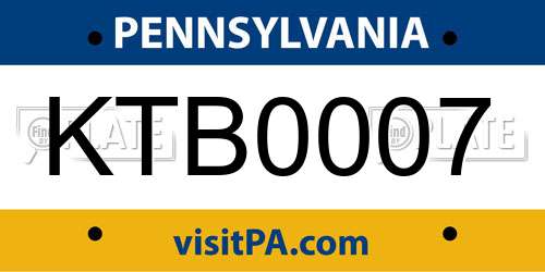 KTB0007 Pennsylvania License Plate