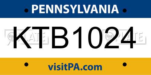 KTB1024 Pennsylvania License Plate