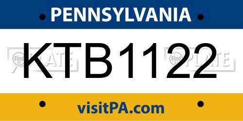 KTB1122 Pennsylvania License Plate