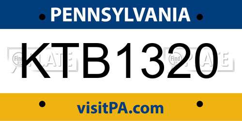 KTB1320 Pennsylvania License Plate