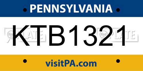 KTB1321 Pennsylvania License Plate