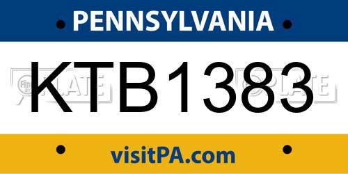 KTB1383 Pennsylvania License Plate